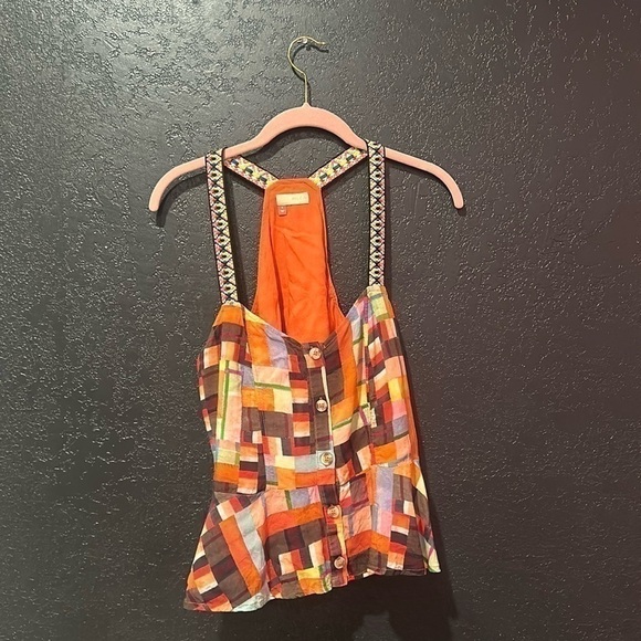 Anthropologie Pilcro Abstract Peplum Tank Top Size S - Picture 1 of 6